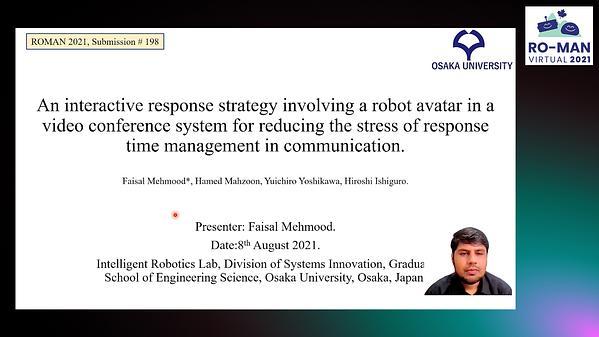 An Interactive Response Strategy Involving a Robot Avatar in a Video Conference System for Reducing the Stress of Response Time Management in Communication
