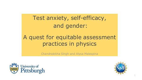 Test anxiety, self-efficacy, and gender: A quest for equitable assessment practices in physics