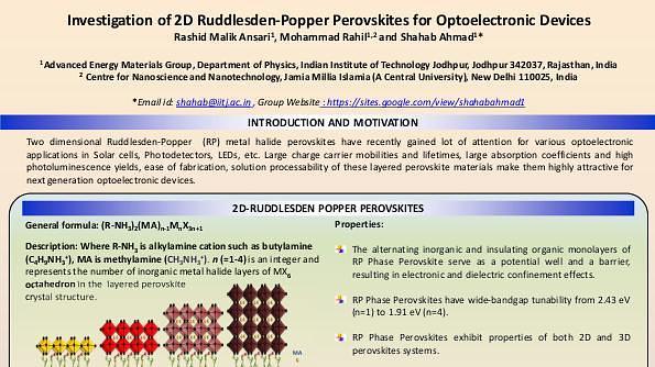 Investigation of 2D Ruddlesden-Popper Perovskites Optoelectronic Devices