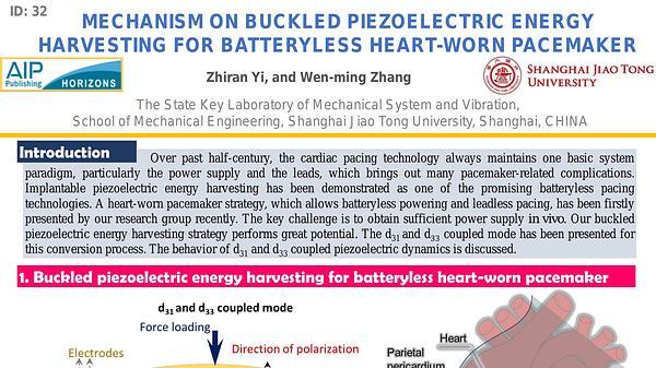 Mechanism on Buckled Piezoelectric Energy Harvesting for Batteryless Heart-worn Pacemaker