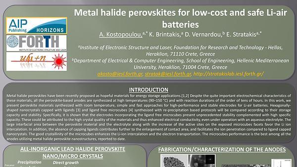 Metal halide perovskites for low-cost and safe Li-air batteries