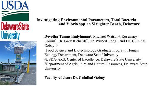 Investigating Environmental Parameters, Total Bacteria and Vibrio spp. in Slaughter Beach, Delaware