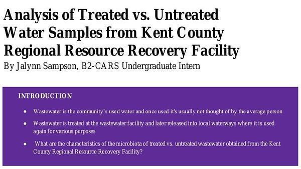 Analysis of Treated vs Untreated Water Samples From Kent County Regional Resource Recovery Facility