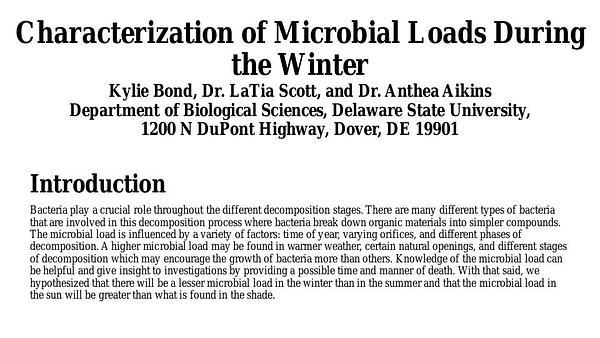 Characterization of Microbial Loads During the Winter