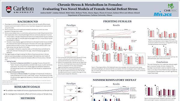 Chronic stress & metabolism in females: evaluating two novel models of female social defeat stress