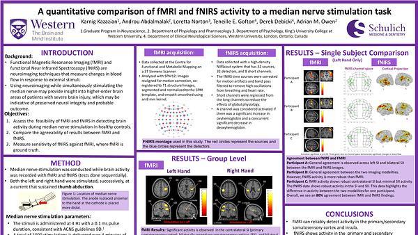 A quantitative comparison of fMRI and fNIRS activity to a median nerve stimulation task