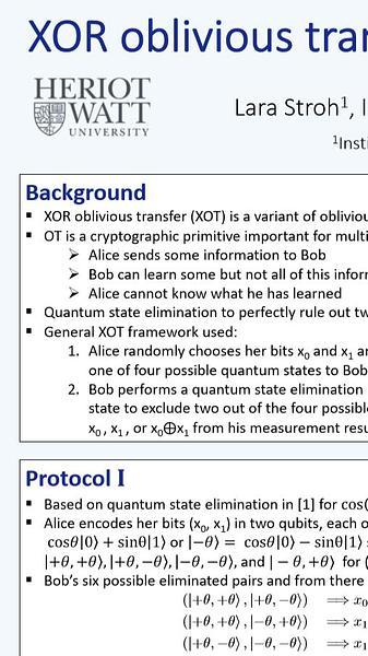 XOR oblivious transfer based on quantum state elimination
