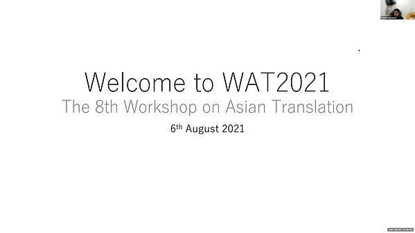 The 8th Workshop on Asian Translation (WAT2021) - Part 1