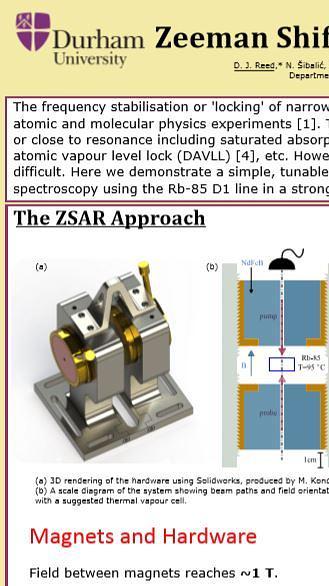 Zeeman Shifted Atomic Reference for efficient laser stabilisation and Rydberg excitation