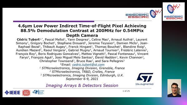 4.6μm Low Power Indirect Time-of-Flight Pixel Achieving 88.5% Demodulation Contrast at 200MHz for 0.54MPix Depth Camera
