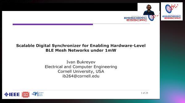 Scalable Digital Synchronizer for Enabling Hardware-Level BLE Mesh Networks Under 1mW