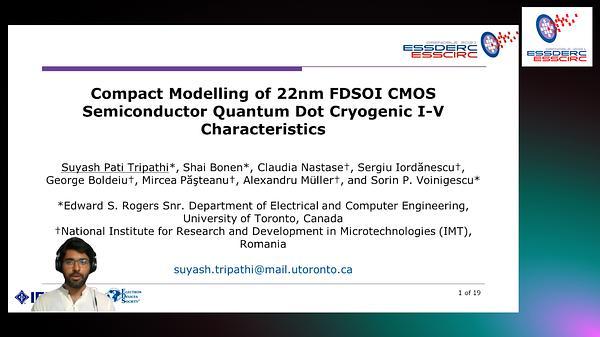 Compact Modelling of 22nm FDSOI CMOS Semiconductor Quantum Dot Cryogenic I-V Characteristics