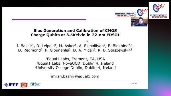 Bias Generation and Calibration of CMOS Charge Qubits at 3.5Kelvin in 22-nm FDSOI