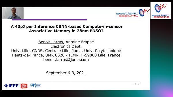 A 43pJ Per Inference CBNN-Based Compute-in-Sensor Associative Memory in 28nm FDSOI