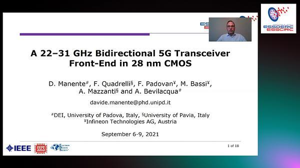 A 22–31 GHz Bidirectional 5G Transceiver Front-End in 28 nm CMOS
