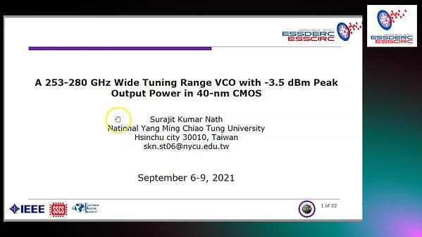 A 253-280 GHz Wide Tuning Range VCO with -3.5 dBm Peak Output Power in 40-nm CMOS