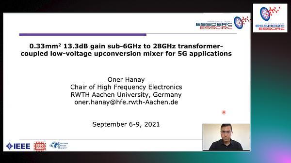 0.33mm² 13.3 dB Gain Sub-6 GHz to 28 GHz Transformer-Coupled Low-Voltage Upconversion Mixer for 5G Applications