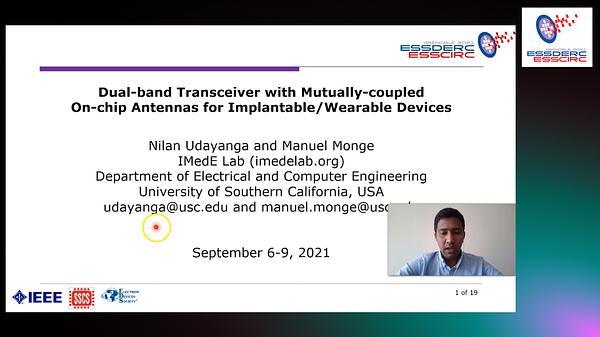 Dual-Band Transceiver with Mutually-Coupled On-Chip Antennas for Implantable/Wearable Devices