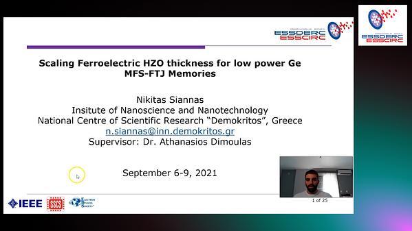 Scaling Ferroelectric HZO Thickness for Low Power Ge MFS-FTJ Memories