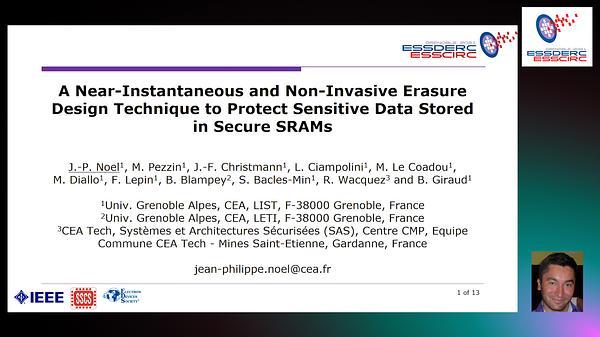 A Near-Instantaneous and Non-Invasive Erasure Design Technique to Protect Sensitive Data Stored in Secure SRAMs