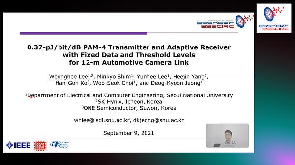 0.37-pJ/b/dB PAM-4 Transmitter and Adaptive Receiver with Fixed Data and Threshold Levels for 12-m Automotive Camera Link