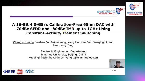 A 16-Bit 4.0-GS/s Calibration-Free 65nm DAC with >70dBc SFDR and <-80dBc IM3 Up to 1GHz Using Constant-Activity Element Switching