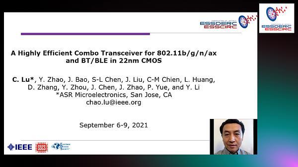 A Highly Efficient Combo Transceiver for 802.11b/g/n/ax and BT/BLE in 22nm CMOS