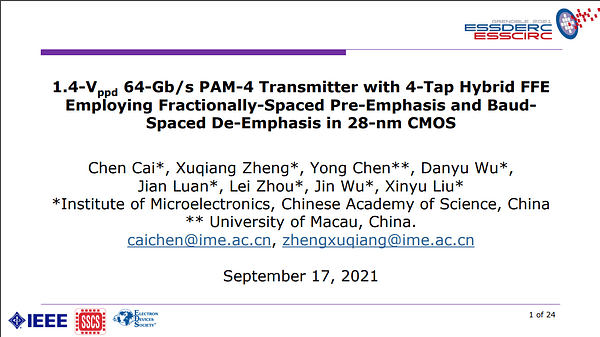 A 1.4-Vppd 64-Gb/s PAM-4 Transmitter with 4-Tap Hybrid FFE Employing Fractionally-Spaced Pre-Emphasis and Baud-Spaced De-Emphasis in 28-nm CMOS