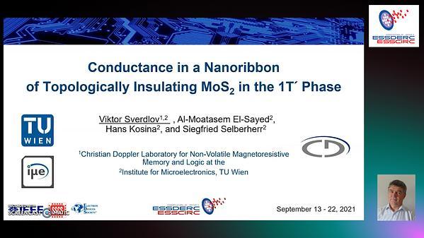 Conductance in a Nanoribbon of Topologically Insulating MoS2 in the 1T\' Phase