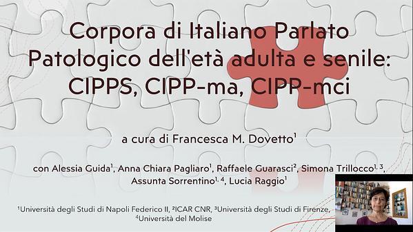Corpora di italiano parlato patologico dell'età adulta e senile: CIPPS, CIPP-ma, CIPP-mci