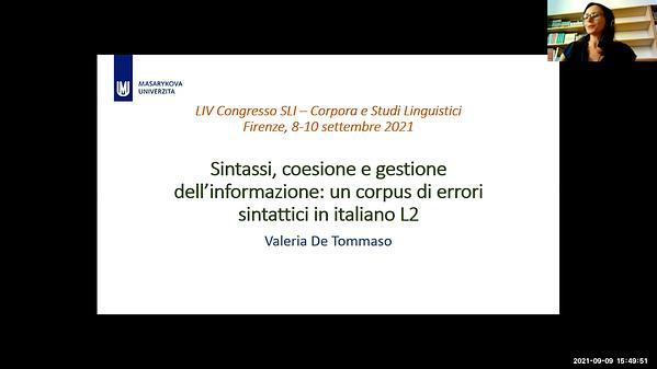 Sintassi, coesione e gestione dell’informazione: un corpus di errori sintattici in italiano L2