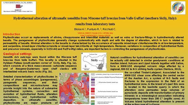 Hydrothermal alteration of ultramafic xenoliths from Miocene tuff breccias from Valle Guffari (southern Sicily, Italy): results from laboratory tests