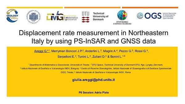 Displacement rate measurement in Northeastern Italy by using PS-InSAR and GNSS data