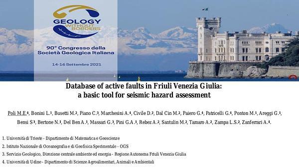 Database of active faults in Friuli Venezia Giulia: a basic tool for seismic hazard assessment