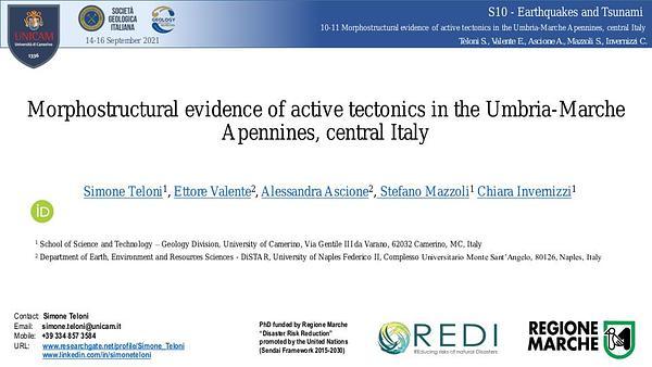 Morphostructural evidence of active tectonics in the Umbria-Marche Apennines, central Italy