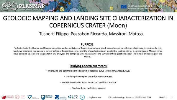 Geologic mapping and landing site characterization in Copernicus Crater (Moon)