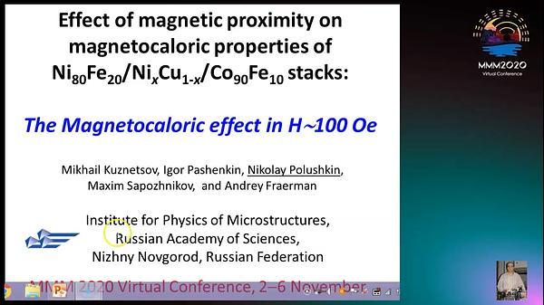 Effect of magnetic proximity on magnetocaloric properties of Ni80Fe20/NixCu1-x/Co90Fe10 stacks