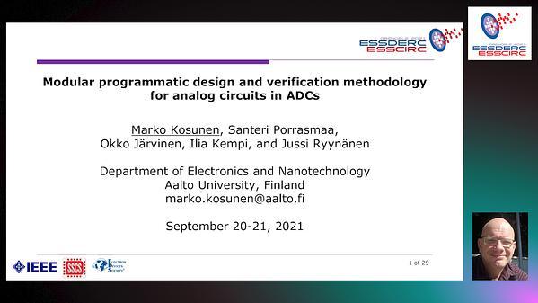 Modular programmatic design and verification methodology for analog circuits in ADCs