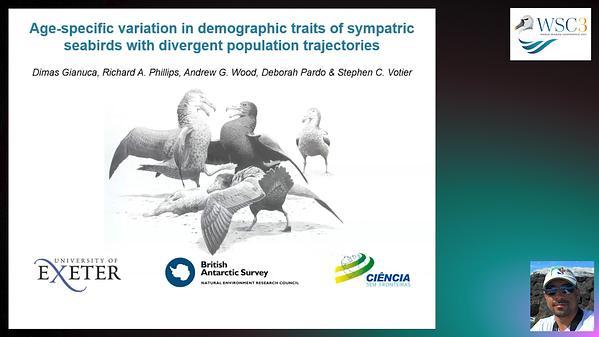 Age-specific variation in demographic traits of sympatric seabirds with divergent population trajectories