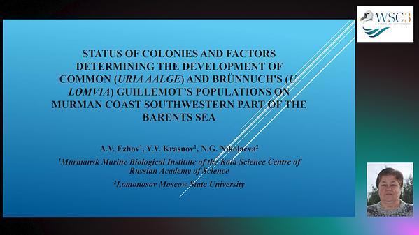 Status of colonies and factors determining the development of Common (Uria aalge) and Brünnuch's (U. lomvia) guillemot's populations on Murman coast southwestern part of the Barents Sea