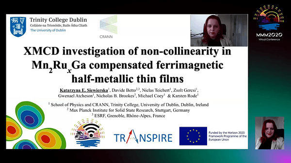 Investigation of non-collinearity in Mn2RuxGa compensated ferrimagnetic half-metallic thin films