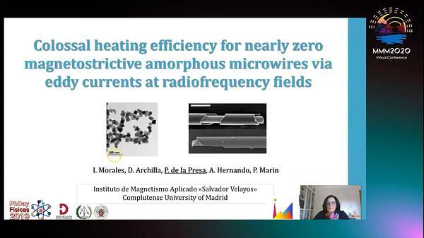 Colossal heating efficiency for nearly zero magnetostrictive amorphous microwires via eddy currents at radiofrequency fields.