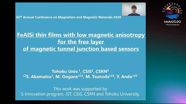 FeAlSi thin films with low magnetic anisotropy for the free layer of magnetic tunnel junction based sensors
