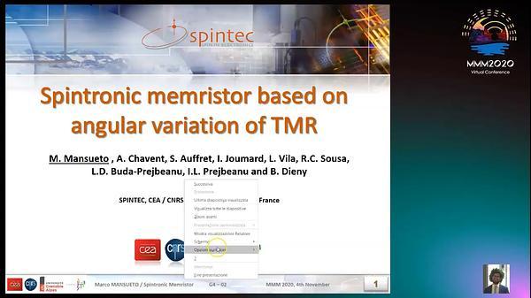 Spintronic memristor based on the angular variation of TMR
