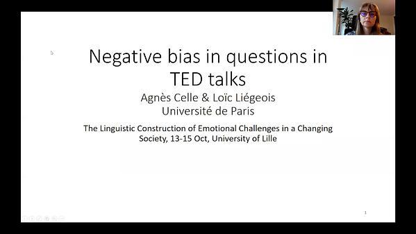 Negative bias in questions in TED talks