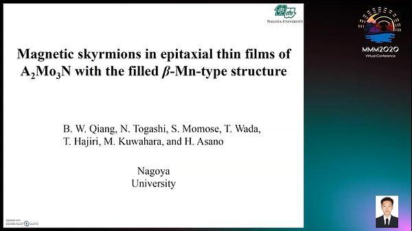 Magnetic skyrmions in epitaxial thin films of A2Mo3N with the filled β-Mn-type structure