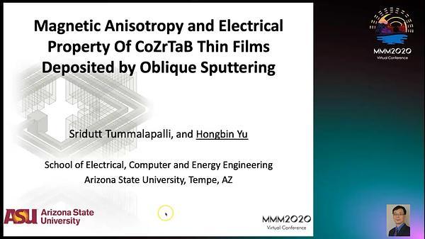 Magnetic Anisotropy and Electrical Property Of CoZrTaB Thin Films Deposited by Oblique Sputtering