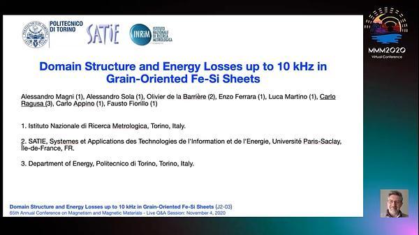 Domain Structure and Energy Losses up to 10 kHz in Grain-Oriented Fe-Si Sheets