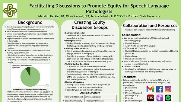 Facilitating Discussions to Promote Equity for Speech-Language Pathologists