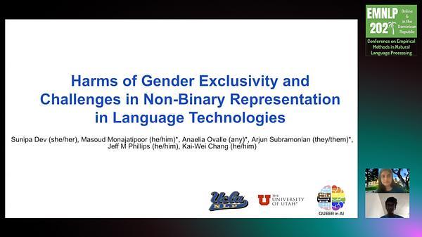 Harms of Gender Exclusivity and Challenges in Non-Binary Representation in Language Technologies